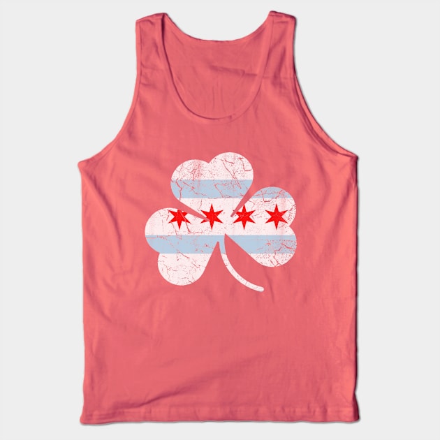 Chicago Flag Irish Shamrock St Patricks Day Tank Top by E